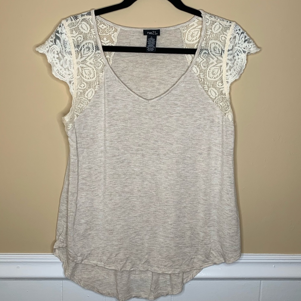 Rue21 Cream and Lace Shirt